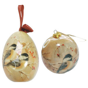 Chickadee Christmas Ornaments Birds 2 pc-Patricia Reach Vintage 1990’s
